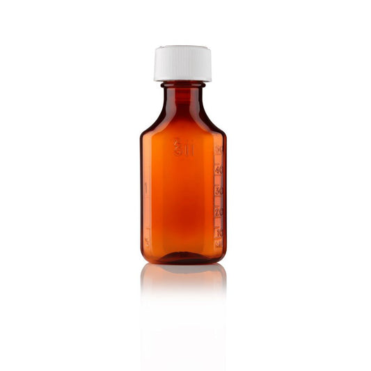 Centor Amber Oval Liquid Dispensing Bottles (2 oz), with Child-Resistant Closures, Case of 180. Medical Supplies Pasteur Pharmacy
