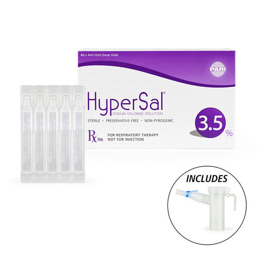 Hyper-Sal 3.5% Hypertonic Saline Solution for Inhalation 60 Single-Use Vials (4ml each) Preservative-Free Respiratory Care Pasteur Pharmacy