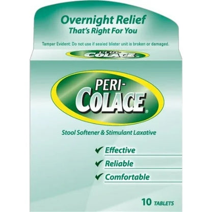 Comprimés Colace 2-en-1, émollient fécal et laxatif stimulant - boîte de 10