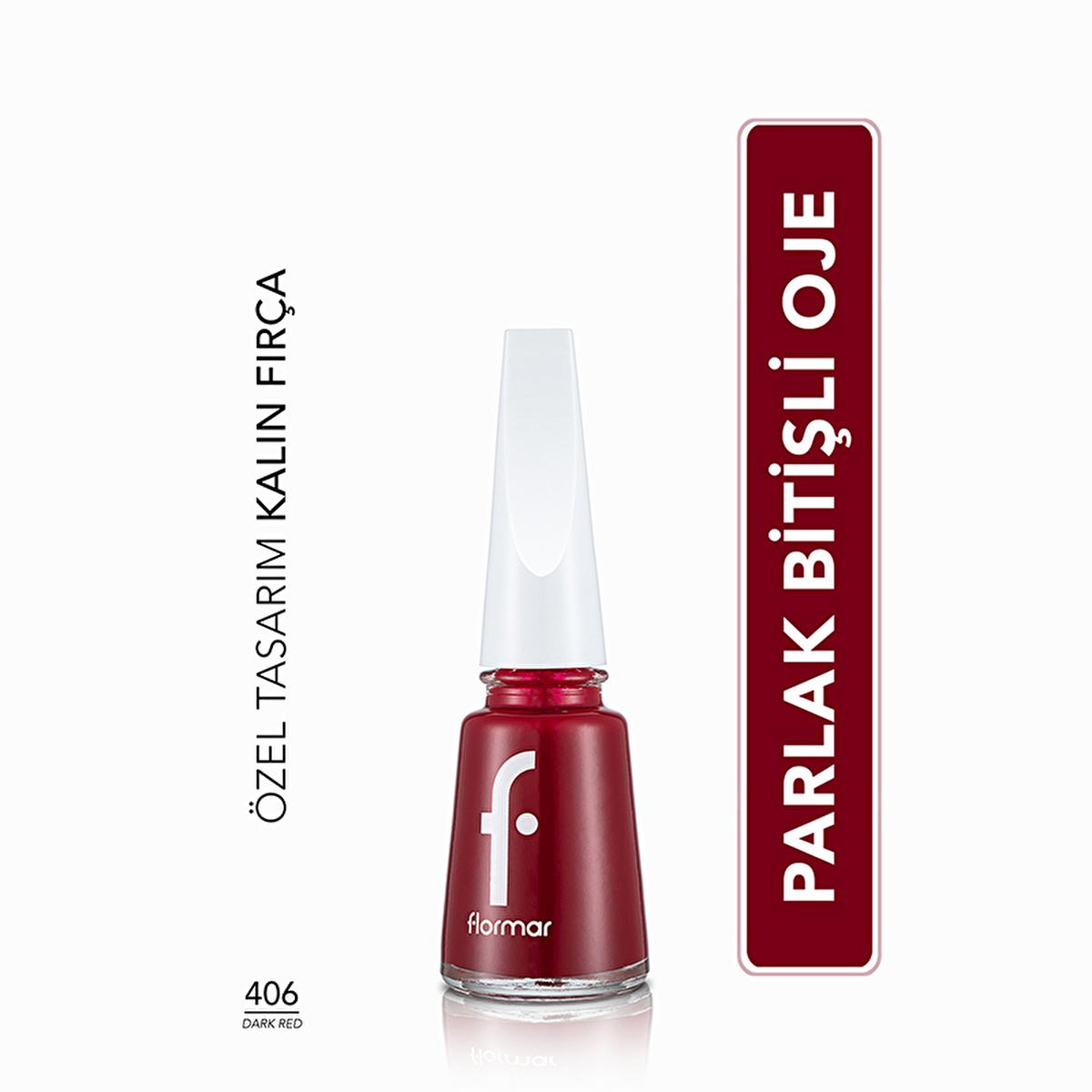 Esmalte de uñas Flormar Rojo Oscuro - Pigmento intenso para unas uñas hermosas | 0.4 fl oz
