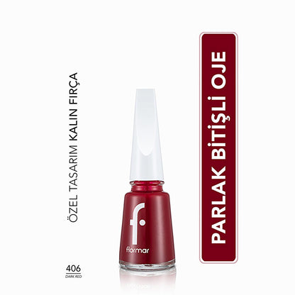 Esmalte de uñas Flormar Rojo Oscuro - Pigmento intenso para unas uñas hermosas | 0.4 fl oz