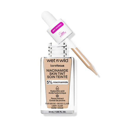 Fond de teint sérum Niacinamide Wet n Wild : Fair Beige, couvrance légère, améliore le grain de peau, fini satiné naturel