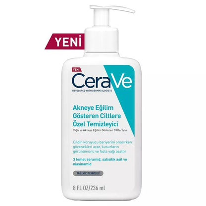 Limpiador facial CeraVe para el acné con ácido salicílico: limpiador suave, sin aceite, para pieles con tendencia acneica y sensibles - 236 ml