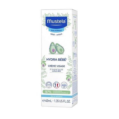 Mustela Hydra Bebé Crema Facial para Bebé: Aguacate Orgánico, Hidratante Suave para Recién Nacidos con Piel Sensible | Hidratación y Protección Diaria