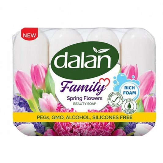 Jabón en barra Dalan Family Spring Flowers para una limpieza suave 4 x 75g