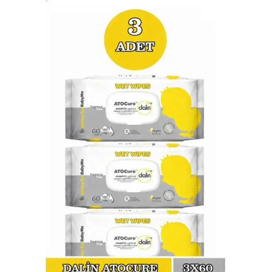 Lingettes nettoyantes douces pour bébé Dalin Care, lot de 3 (180 unités)