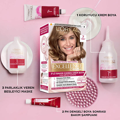 L'Oréal Paris Excellence Crème Tinte para el cabello 7 Rubio Claro - Color Intenso