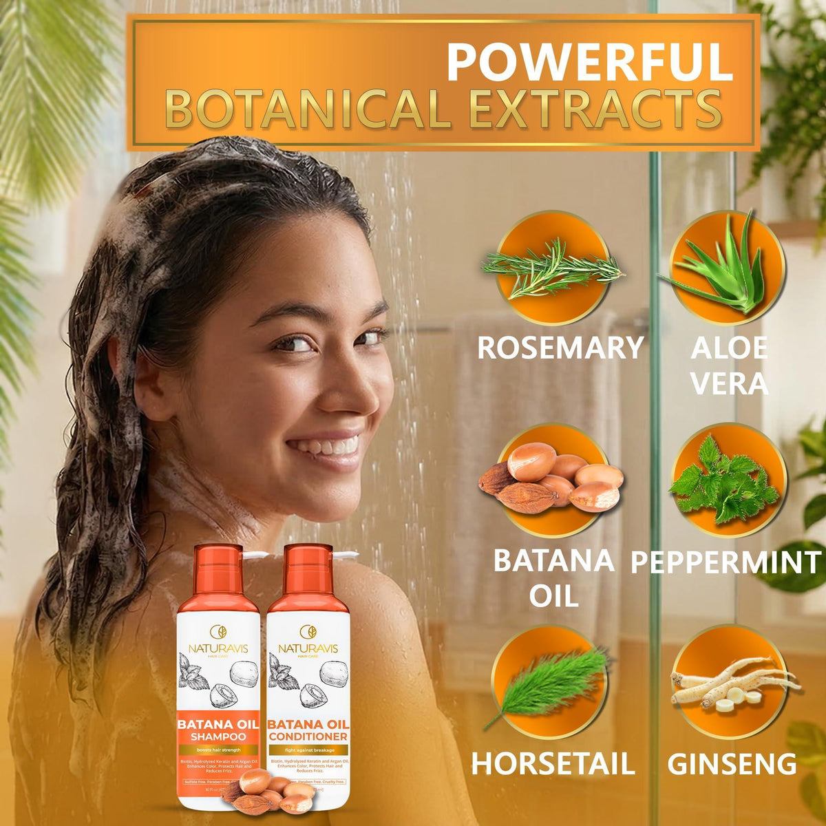 Batana Oil Shampoo and Conditioner Set 16 Fl Oz Set of 2 Sulfate Free Volumizing Formula for Fine Hair Thickening Salon Quality Paraben Free Blend for Thin Hair For Women and Men