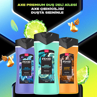 Gel de ducha 3 en 1 Axe Premium Collection Aqua Bergamot - 300 ml | Limpieza refrescante