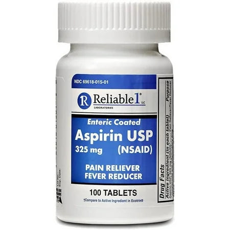 ASPIRIN 325MG ENTERIC COATED TABLET 100CT BY RELIABLE Health Care Pasteur Pharmacy