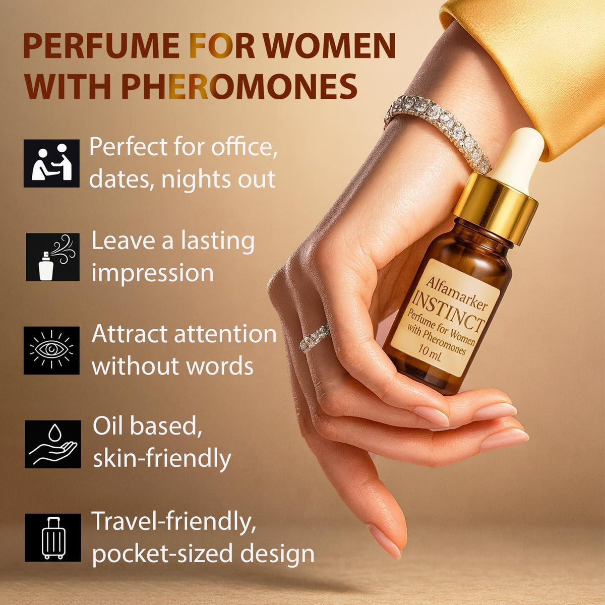 Perfumes for Women with Pheromones Instinct 10ml Travel Perfume Oil for Woman Pheromone Infused Long Lasting Fragrance for Her Fresh Floral Fruity Scent