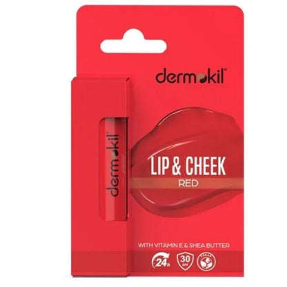 Bálsamo hidratante con color para labios y mejillas Dermokil FPS 30, tono rojo, 10 ml