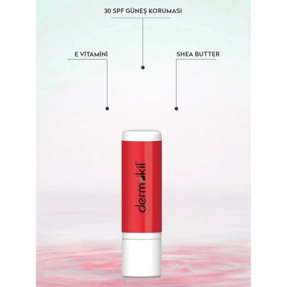 Bálsamo hidratante con color para labios y mejillas Dermokil FPS 30, tono rojo, 10 ml