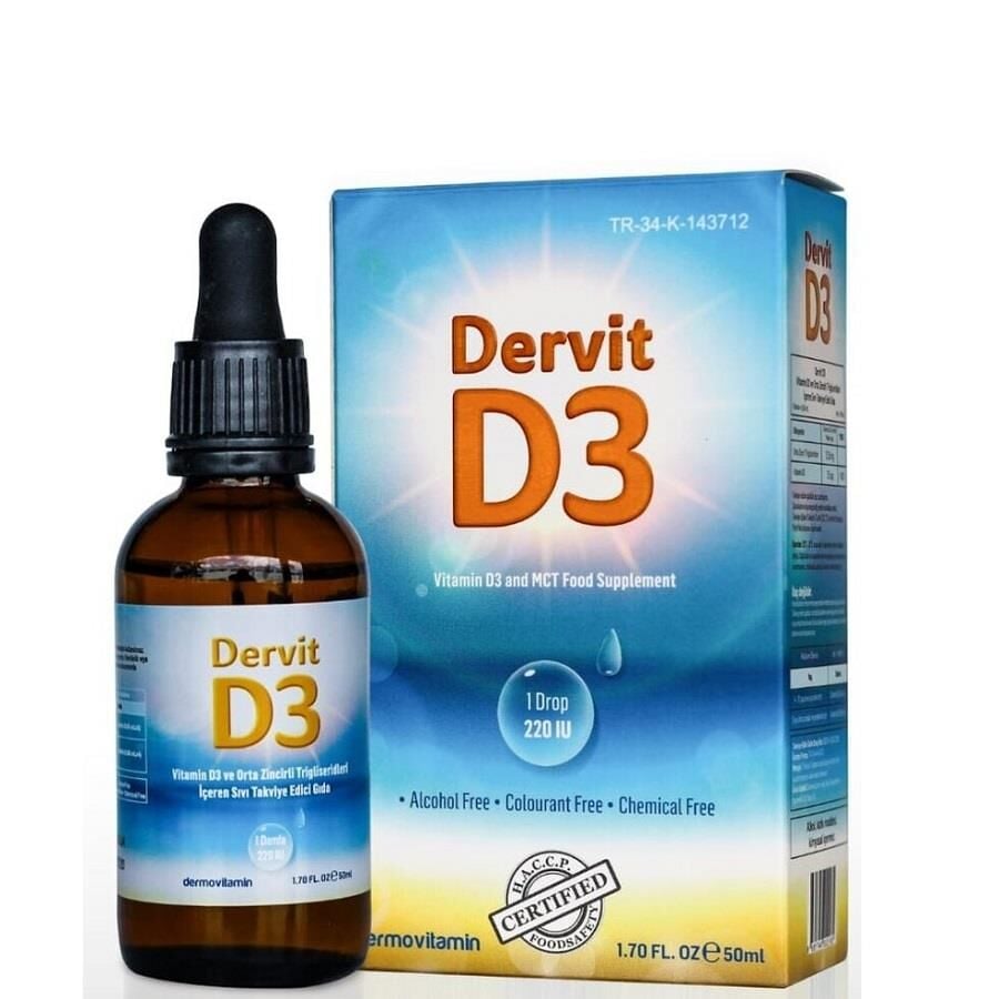 Dermovitamin Dervit D3 Gouttes Supplément de Vitamine D 50ml