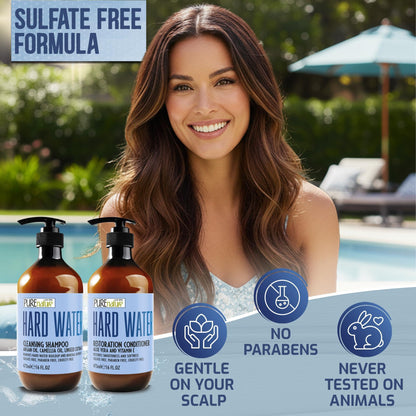 Hard Water Shampoo and Conditioner Set  16 Fl Oz Set of 2 Sulfate Free and Paraben Free Chelating Action Moisturizing Professional Formula for Women and Men Hydrating Swim Safe Formula