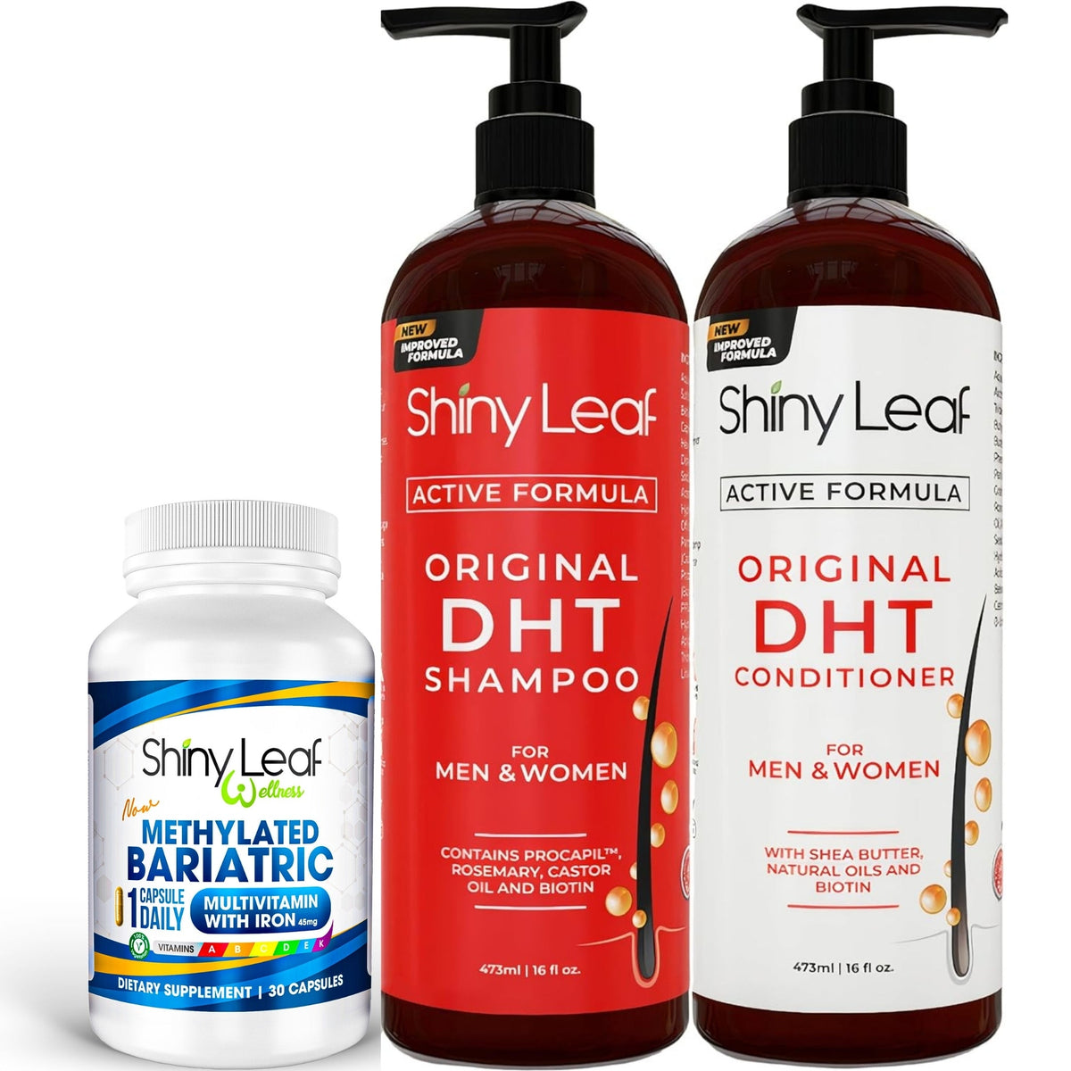 Bariatric Multivitamin with Iron With DHT Original Shampoo and Conditioner Hair Care Bundle