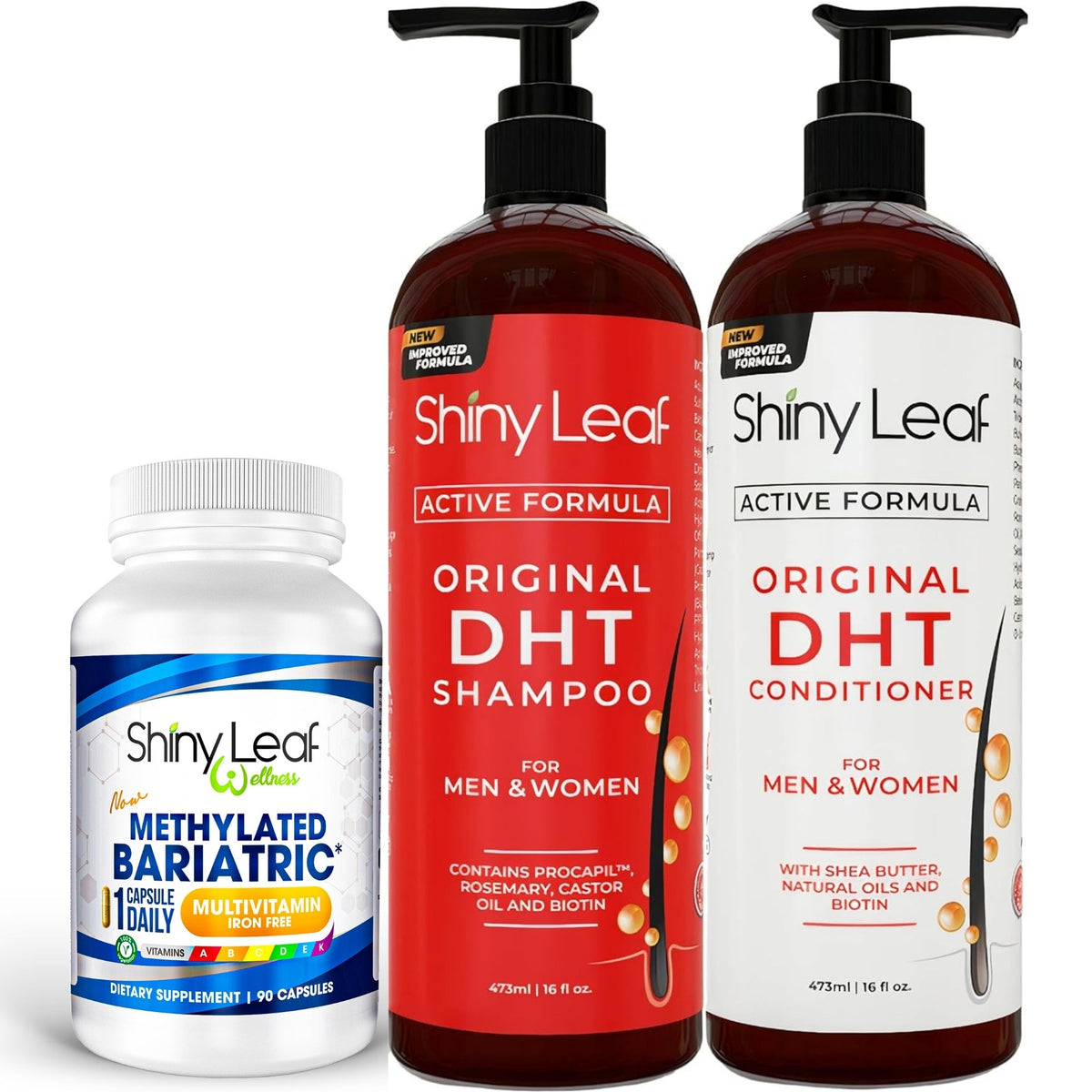 Bariatric Multivitamin Iron Free With DHT Original Shampoo and Conditioner Hair Care Bundle