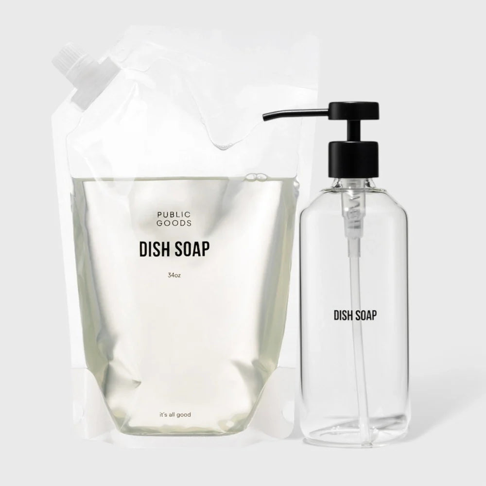 Mandarin Basil Dish Soap Household Public Goods Dispenser & Refill Set