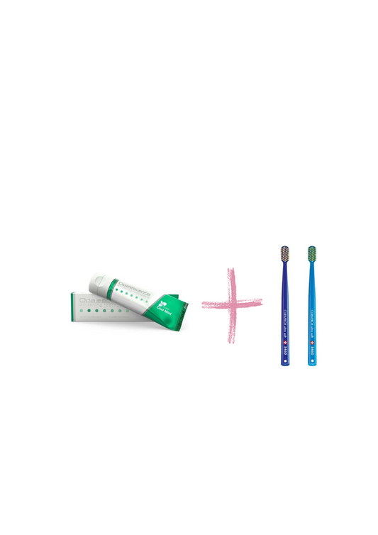 Pasta dental blanqueadora Opalescence pequeña 28 g y cepillo de dientes Curaprox x2