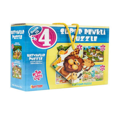 Ensemble de 4 puzzles Diytoy Animaux pour le développement des compétences des enfants