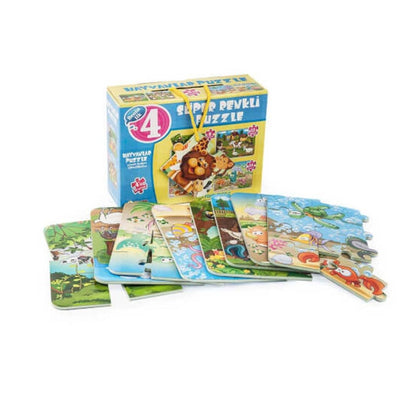 Ensemble de 4 puzzles Diytoy Animaux pour le développement des compétences des enfants