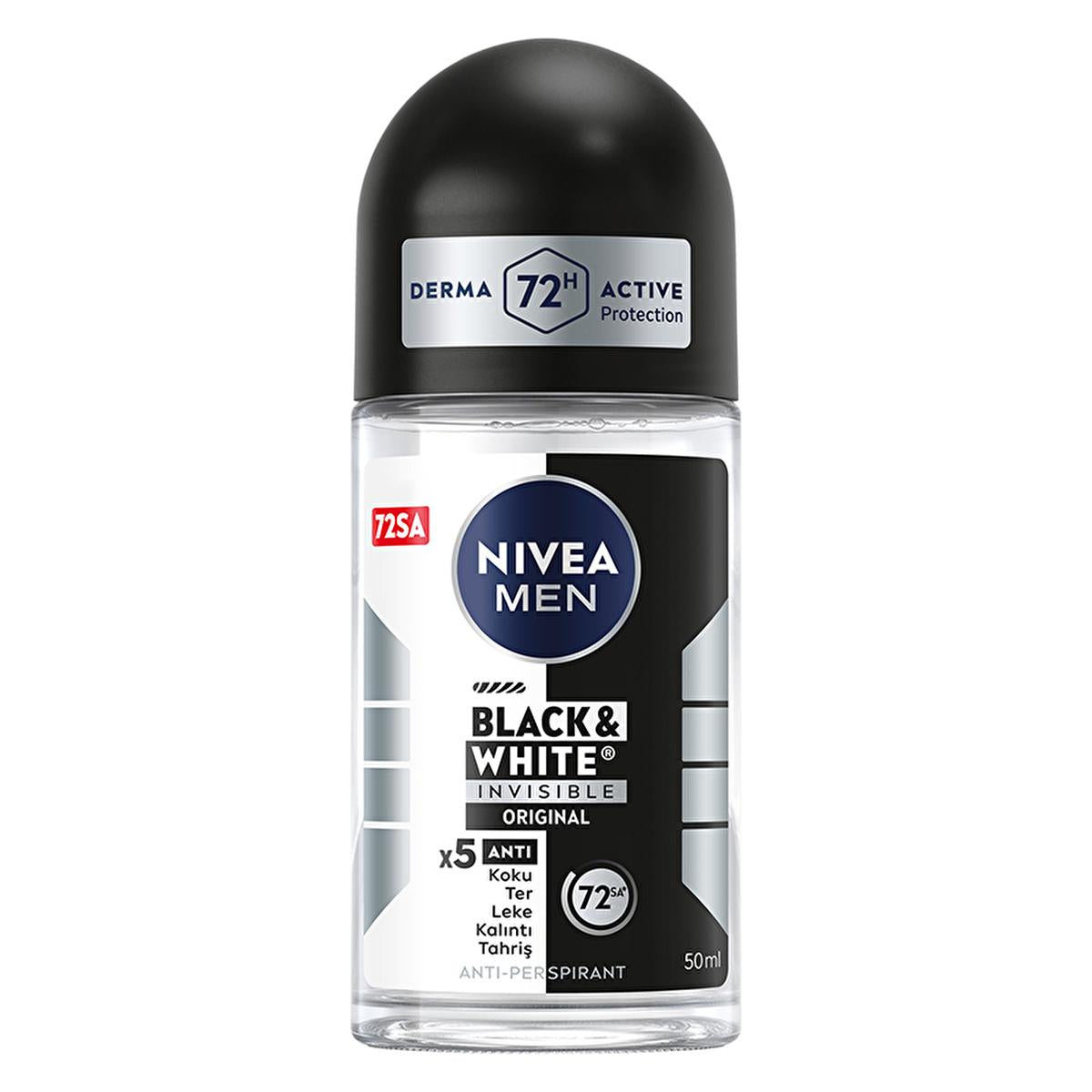 Nivea Men Deodorant - Nivea Men Erkek Roll-on Deodorant Black & White Invisible Original 50 ml - Long Lasting Anti-Perspirant Protection
