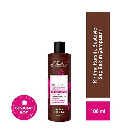 Champú de aceite de argán y queratina Urban Care: repara y fortalece el cabello dañado, anticaída, fórmula vegana, sin sulfatos - 3.38 fl oz