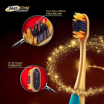 Brosse à dents manuelle Colgate 360 Gold - Une hygiène bucco-dentaire efficace avec des brins antimicrobiens