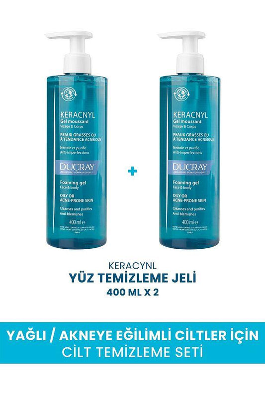 Ducray Keracnyl Cleansing Gel for Oily Skin 400 ml 2-Pack