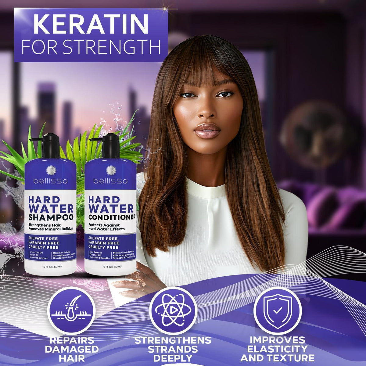 Hard Water Shampoo and Conditioner Set Sulfate Free Hair Care Products for