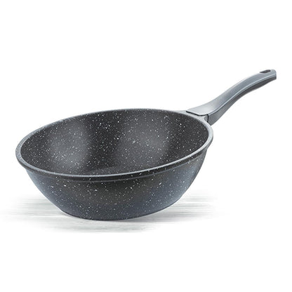 Wok en fonte d'aluminium Thermoad 28 cm – Économe en énergie, léger, revêtement granit antiadhésif, sans PFOA ni PFAS