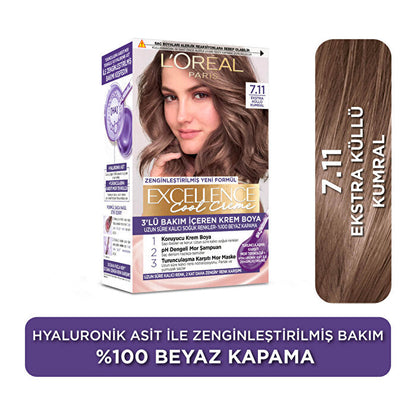 L'Oréal Paris Excellence Cool Crème Tinte para el cabello 7.11 - Rubio cenizo extra | 100% cobertura de canas