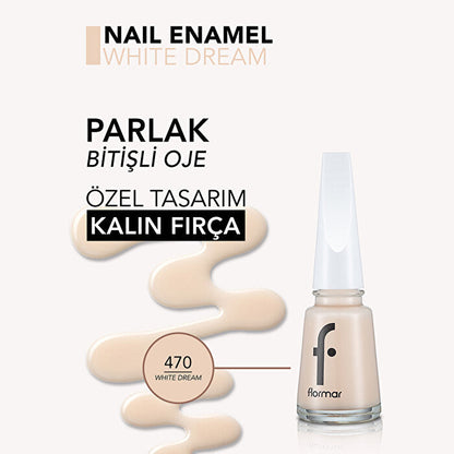 Esmalte de uñas Flormar White Dream 470 - Pigmentación intensa | Larga duración