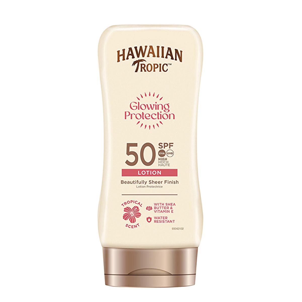Hawaiian Tropic Glowing Protection SPF 50 Sunscreen Lotion - UVA/UVB, Vegan & Cruelty-Free, Moisturizing - 6.09 fl oz