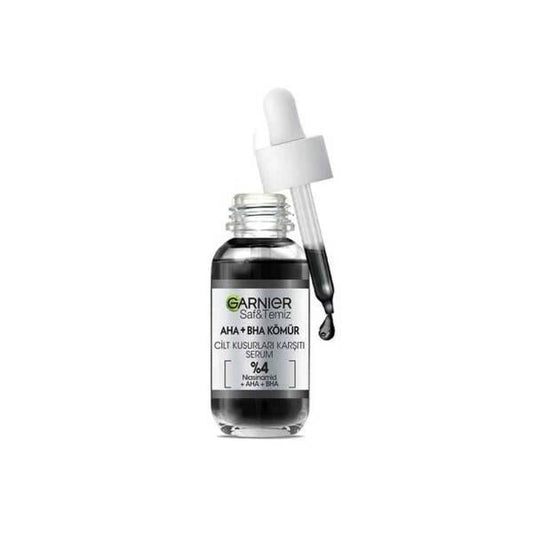 Sérum facial Garnier - Sérum de carbón con AHA, BHA y niacinamida para el tratamiento del acné e imperfecciones de la piel