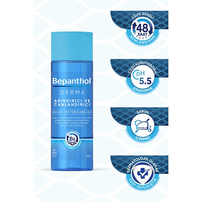 Gel nettoyant visage Bepanthol Derma - Nettoyant visage doux, sans savon et hydratant pour peaux sensibles