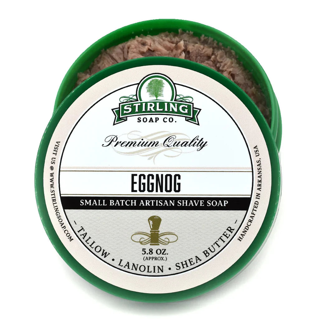Stirling Soap Co. Eggnog Shaving Collection Shaving Kit Pasteur Pharmacy Shave Soap 5.8 Oz