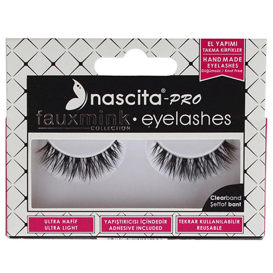 Nascita Pro Fauxmink False Eyelashes 090 - Easy to Apply, Comes with Adhesive, Enhances Eye Makeup