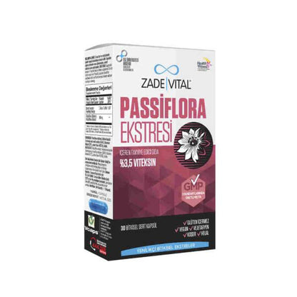 Complément alimentaire à l'extrait de passiflore Zade Vital - Gélules végétariennes de 300 mg, boîte de 30 unités