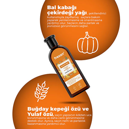 Shampooing réparateur sans sulfate Tresan à l'huile de pépins de courge - Soin capillaire doux, nourrissant et naturel pour cheveux abîmés