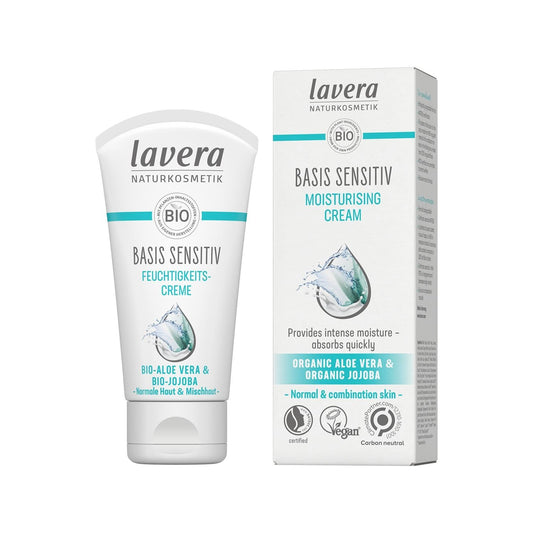 Crema facial hidratante Lavera Basis Sensitiv para piel sensible: cuidado de la piel natural y suave