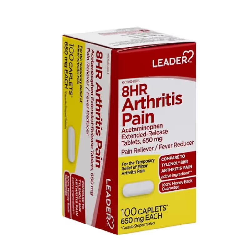 Leader Arthritis Pain Relief 8Hr Acetaminophen 650mg ( 100 capsule ) Acetaminophen Pasteur Pharmacy