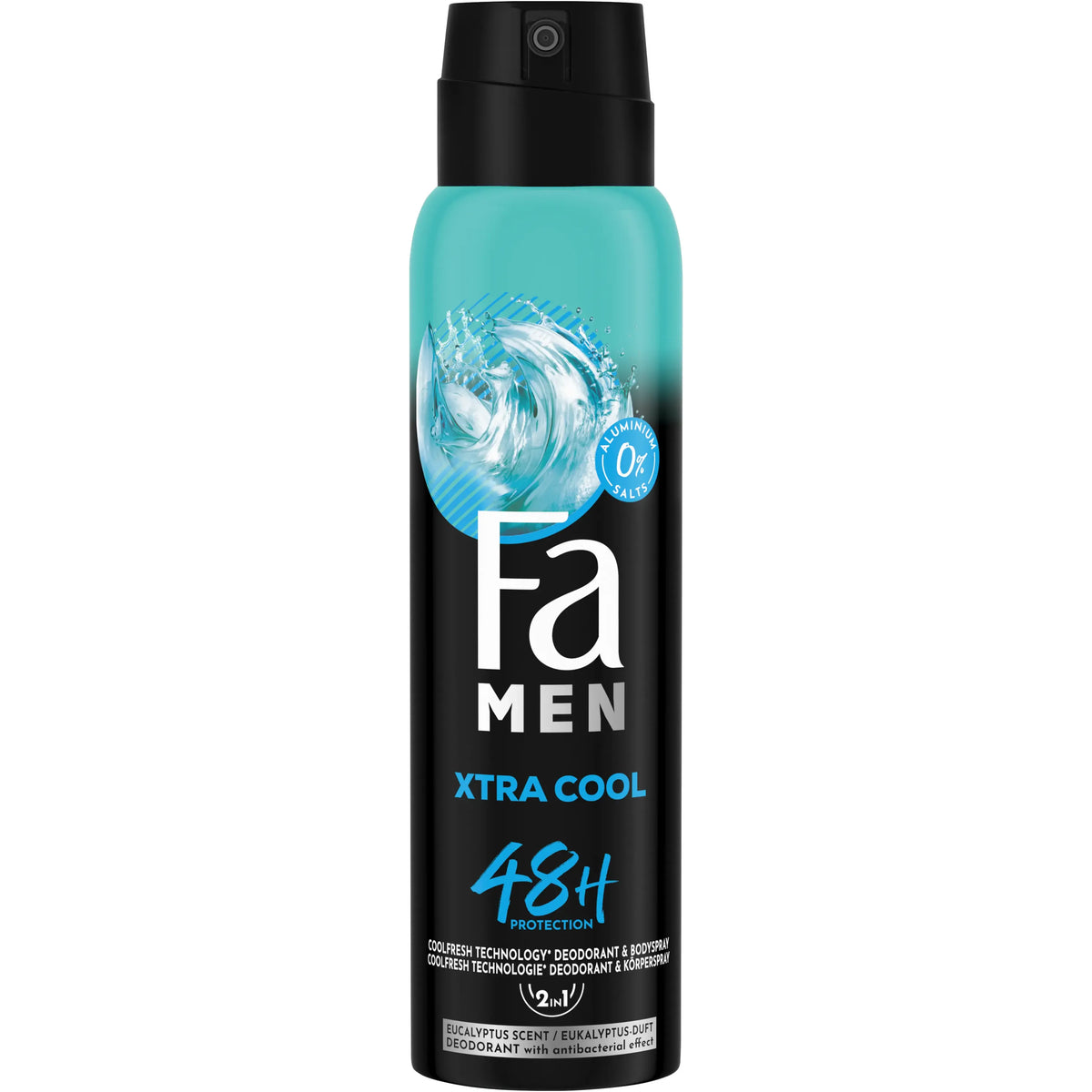 Desodorante en spray Fa Men Xtra Cool, protección frescor glacial 48h, 150 ml