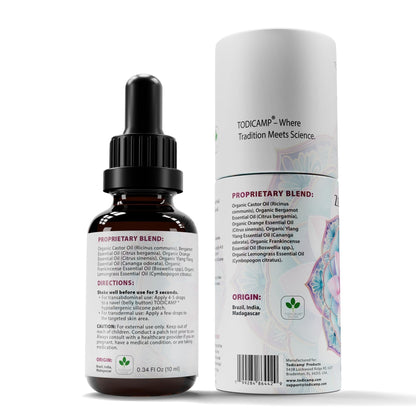 Anxiolytic Calming Essential Oil Blend for Relief & Relaxation 0.34oz Bergamot Orange Ylang Ylang Frankincense Lemongrass in Castor Oil Navel Patch & Skin Application Cold Pressed