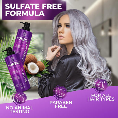 Purple Shampoo and Conditioner Set 14 Fl Oz Set of 2 Sulfate Free Formula for Women and Men For Toning and Balancing Brassy Blonde Silver and Gray Hair