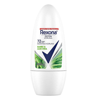 Desodorante Roll-On Rexona Bambú y Aloe Vera 50ml - Protección 72 Horas | Cuidado Femenino