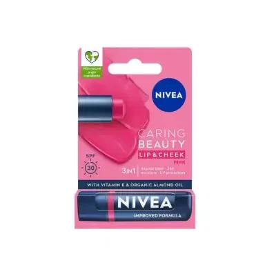 Crema labial con color Nivea Pink 4.8g - Hidratante con FPS 30 | 3 en 1