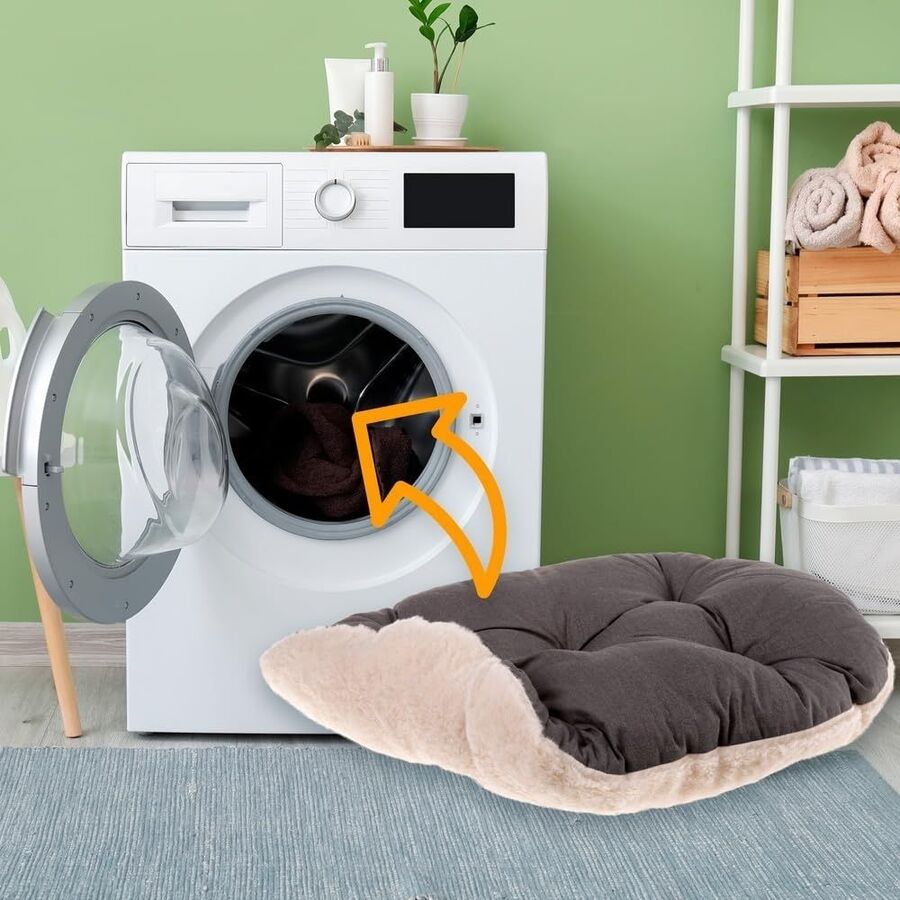 Cama para mascotas Ferplast 55 4 Relax de felpa, marrón y beige