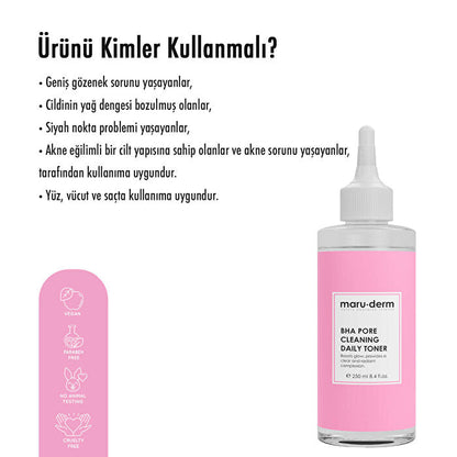 Tónico de BHA - Minimizador de poros y tratamiento para el acné | Maruderm | 8.45 Fl Oz