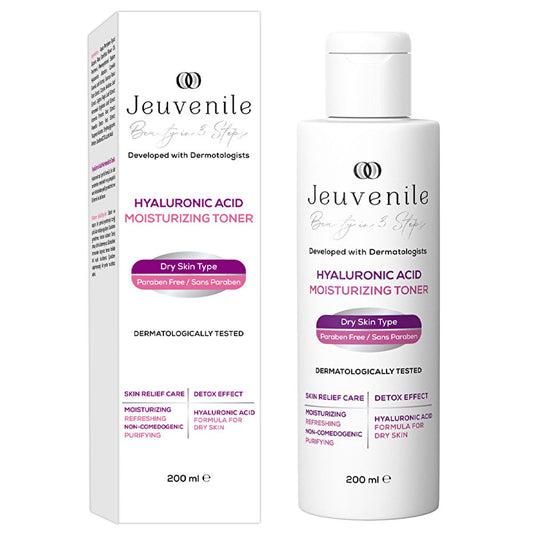 Lotion tonique à l'acide hyaluronique Jeuvenile aux bienfaits anti-âge - Tonique hydratant de 200 ml pour peaux sèches et sensibles